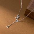 wholesale S925 Sterling Silver Diamond-Encrusted Hollow Heart Fringe Necklace Korean Style Fashion Sweet Necklace for Women Y01233-0-0