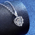S925 Sterling Silver Moissanite Moving Heart Pendant Necklace Wholesale-0-0