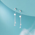wholesale S925 Sterling Silver Fresh and Sweet Ins Style Niche Design Star Tassel Thread Ear Hook M06452-0-0