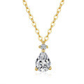 14K Gold Plated 925 Sterling Silver Full Moissanite Pendant Necklace-0-3