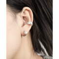 wholesale S925 sterling silver 559 Korean-style C-shaped ear cuff, ins-style unique and niche, luxurious and high-end, freshwater pearl earrings for women-0-3