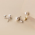 wholesale S925 silver small and elegant luminous pearl smooth shaped earrings fashion elegant trendy jewelry M01343-0-3