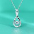 wholesale S925 Sterling Silver Small Dress Moissanite Necklace for Women with Beating Heart Pendant, Light Luxury Minimalist Matching Water Drop Collarbone Chain-0-0