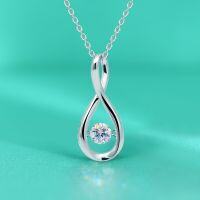 wholesale S925 Sterling Silver Small Dress Moissanite Necklace for Women with Beating Heart Pendant, Light Luxury Minimalist Matching Water Drop Collarbone Chain-50 point (5mm zircon) necklace 925 silver