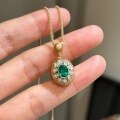 wholesale S925 Sterling Silver Buccellati Style Brushed Texture Emerald Diamond Pendant Necklace, Unique Design, Personalized and Light Luxury-0-2