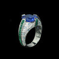 wholesale 925 Silver Gold-Plated Ring with High Carbon Diamond Royal Blue Oval Art Deco Fashion Versatile Women's Ring-0-4