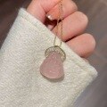 wholesale 18k Gold Plated S925 Sterling Silver Pink Tourmaline Laughing Buddha Maitreya Pendant with Diamond Necklace-0-2