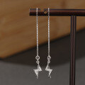 wholesale S925 Silver Earrings for Women, Korean Style Lightning Ear Drops, Long Minimalist Jewelry Wholesale from Source Factory-0-2