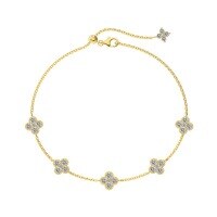 wholesale 925 Silver Korean Style Five-Flower Clover Bracelet for Women, Minimalist and Elegant, Nature-Inspired Small Fresh Design-Gold DY150414-SK-WH 925 silver