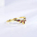 wholesale S925 Sterling Silver Red Elk Overall French Light Luxury Personality Design Leaf Ring Adjustable Tail Ring for Women-0-1