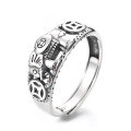 wholesale S925 Sterling Silver 3D Lucky Elephant with Coin Pattern Ring, Vintage Ethnic Style Index Finger Ring-0-4