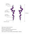 wholesale S925 silver designer-style high-end long gemstone earrings, French romantic natural amethyst ear studs and drops-0-0