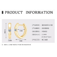 S925 Sterling Silver Four-Leaf Clover Moissanite Hoop Earrings-[Simple] K Gold  925 Silver