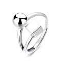 wholesale S925 Sterling Silver Round Ball Square Ring for Women, Adjustable Index Finger Ring, Versatile and High-End-0-4