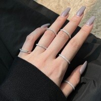 wholesale S925 Sterling Silver French Wedding Banquet New Style Women's Ring with Pavé Zirconia Setting, Versatile and Fashionably Designed, for Wholesale-Platinum TL120201-SW-WH 9