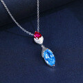wholesale S925 Silver Blue Teardrop Pendant Women's High-end Fashion Gemstone Necklace Wholesale-0-2