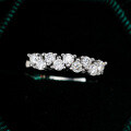 S925 Sterling Silver Asymmetrical Row Ring with Moissanite for Women-0-0
