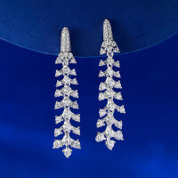 wholesale S925 silver jewelry, fashion evening banquet style, lightweight luxury tassel earrings, high-end earrings for women to match evening gowns-E557 Tassel Earrings>925 Silver