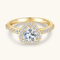 wholesale European and American new heart-shaped moissanite imitation ring for women wholesale, fashionable love zircon ring, sweet and cool style jewelry Place the metal material at the beginning-Gold - Round Diamond Ring - 0.8 carat 9 US