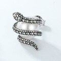 wholesale S925 Sterling Silver Fashionable Ultra-Cool Euro-American Light Luxury Black Snake Pearl Ear Studs Small Niche High-End Source Manufacturer-0-2