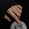 wholesale Metal S925 Silver Nalan Your Name Korean Style Single Diamond 26 English Letters Adjustable Ring J3869-0-3