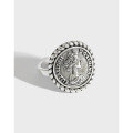 wholesale S925 Sterling Silver HJZ529 Korean-style Vintage Elizabethan Portrait Ring for Women, Index Finger Ring Silver Jewelry-0-0
