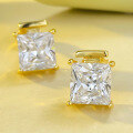wholesale S925 Silver 8*8 Princess Cut High Carbon Diamond Stud Earrings for Women, Europe and America New Style Cross-Border Design-0-2
