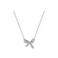 wholesale 925 Silver Summer Sweet Diamond Bow Necklace Korean Style Simple Women's Collarbone Chain D8521-0-4