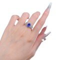 wholesale 925 Sterling Silver New Jewelry French-Style Bezel-Set Simulated Sapphire 6*8 Oval Romantic Fashion Ring-0-4