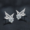 Sterling Silver Moissanite Dual-Wing Stud Earrings-0-1