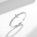 18k Gold Plated S925 Silver Full Moissanite Dainty Cross Ring Stackable Tail Ring for Women-0-1