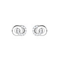 wholesale S925 silver earrings, Korean-style, elegant, simple, and fresh, interlocking hoop with diamond inlay, ear accessories M01053-0-4