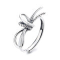 wholesale S925 Sterling Silver Korean-style Unique Creative Single Bow Minimalist and Versatile Open Adjustable Ring-0-4