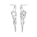 wholesale S925 Sterling Silver Korean Version Small Niche Personality Irregular Long Smooth Wrinkle Design Earrings for Women-0-5