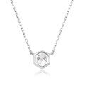 wholesale Au750 18k Gold with Lab-Grown Diamond Necklace, Genuine Diamond 03 Carat Hexagon Pendant Collarbone Chain-0-2