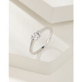 wholesale 925 Sterling Silver 50-Point Drilled Zirconia Ring for Women, Minimalist Luxury Small and Niche High-End Feeling Couple Engagement Wedding Simulated Diamond Ring-0-0