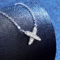 S925 Silver Moissanite Full Diamond X-Shaped Necklace Wholesale-0-0