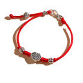 wholesale S925 Sterling Silver Auspicious Peace Red Rope Bracelet for Women, Versatile Small and Minimalist Design, National Trend-inspired Simple and Unique Woven Hand Rope-0-4