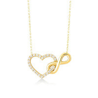 wholesale S925 Sterling Silver Fashion Infinity Love Heart Figure 8 Pendant Choker Necklace For Women-gold