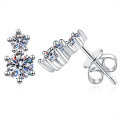 925 Sterling Silver D Color Moissanite Shiny Six-Prong Earrings-0-3