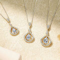 Metal Pendant Necklace with Moissanite, Hollow Teardrop Design-0-1