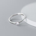 wholesale S925 sterling silver minimalist ins-style single diamond ring, elegant and sophisticated, high-end women's index finger ring R01386-0-0
