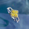 wholesale S925 Silver 50ct Yellow Diamond Ring with Luxury Halo and Full Diamond Setting for Women-0-1