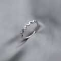 wholesale S925 silver open-end micro-set wave ring for women, Korean and Japanese style, daily commute, minimalist and fresh jewelry J8658-0-0