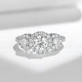 18k Gold Plated S925 Silver Ring with 60mm Round Moissanite Flower Bud Design-0-2
