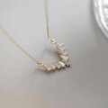 wholesale S925 Sterling Silver Overall Red Elk Exquisite V-Shaped Pendant Necklace with Step-Cut Zirconia Inlay, High-End Sense Collarbone Chain-0-0