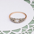 wholesale S925 Silver Plated 14K Gold Two-Tone White Crystal French Retro Light Luxury Style Ring-0-2