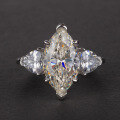 wholesale S925 Silver European and American Fashion Luxury Internet Celebrity Same Style High Carbon Diamond Marquise 8*14 Ring 3 Carats-0-1