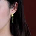 wholesale 925 Sterling Silver Fashion Honeysuckle Earrings, High-end Minimalist Small Silver Needle Earrings, Ancient Style Long Tassel Drop Earrings for Wholesale-0-3