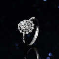 Sterling Silver Natural Blue Topaz Moissanite Ring One Carat Oval Twist Setting-0-1